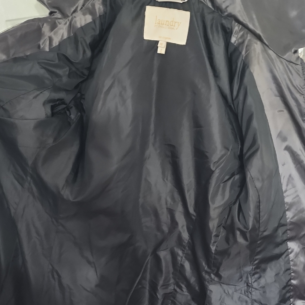 Laundry By Shelli Segal Dark Puffer Jacket with Faux Fur Trim - Picture 12 of 14